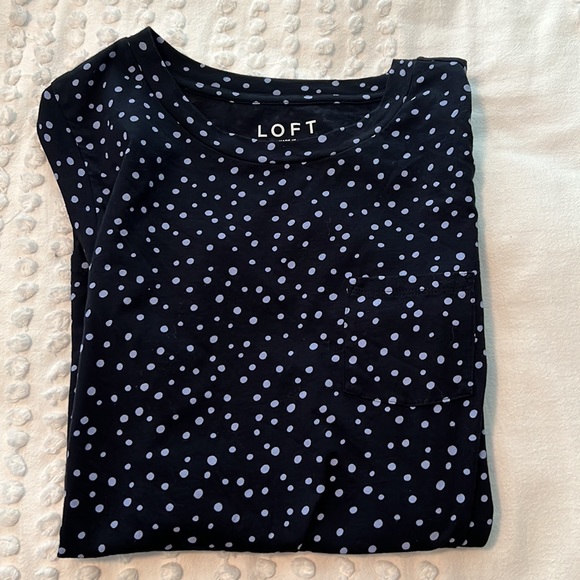 Ann Taylor LOFT Navy Blue Polka Dot/Speckle Tank Size Medium - Picture 3 of 5